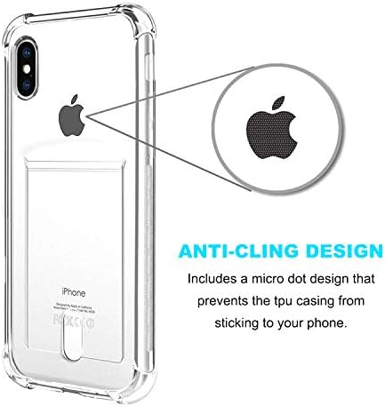 Anhong iPhone X, iPhone XS נקה עם מחזיק כרטיסים, [Slim Fit] [תואם מטען אלחוטי] מגן רך TPU פגוש פגוש